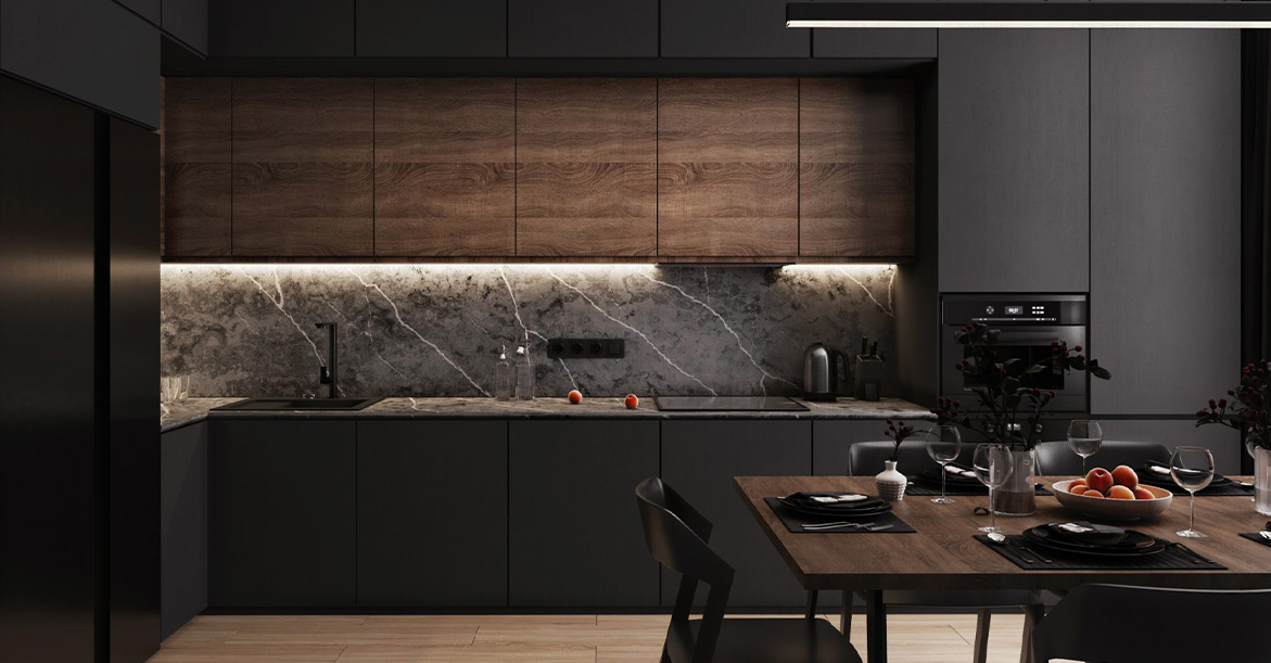 Image ofЧёрная лаконичная кухня